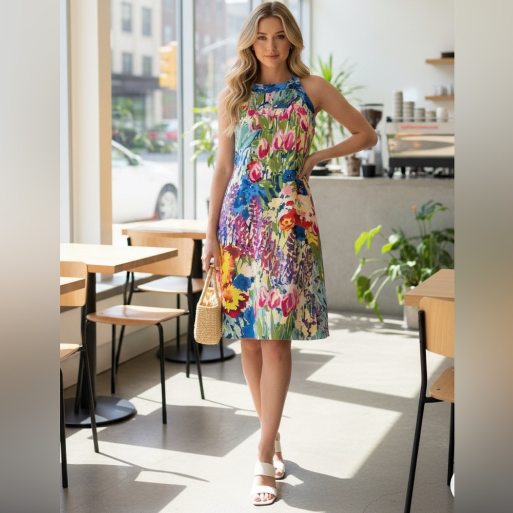 Belle Badgley Mischka Vibrant Floral Midi Dress